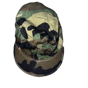 US Army Cap Hat Camouflage Pattern Class 1 Size 7 1/4 Patrol Woodland Ear Flap